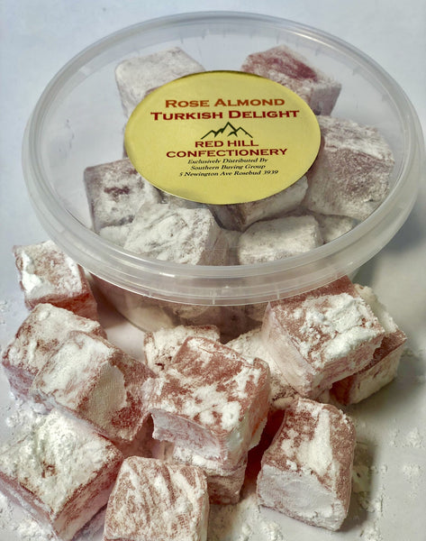 Red Hill Confectionery Rose Almond Turkish Delight 200g Tub